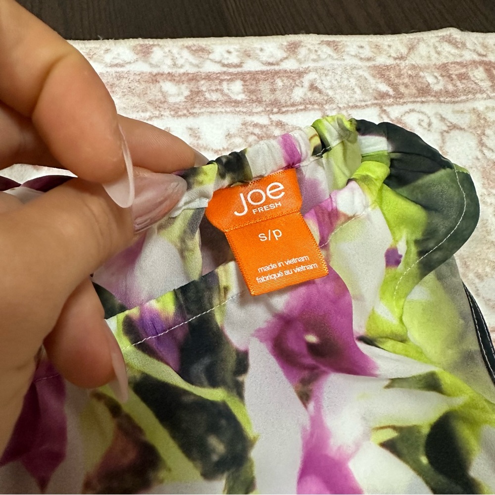 Joe Fresh Flowy Vibrant Orchid Printed Blouse - Picture 3 of 7